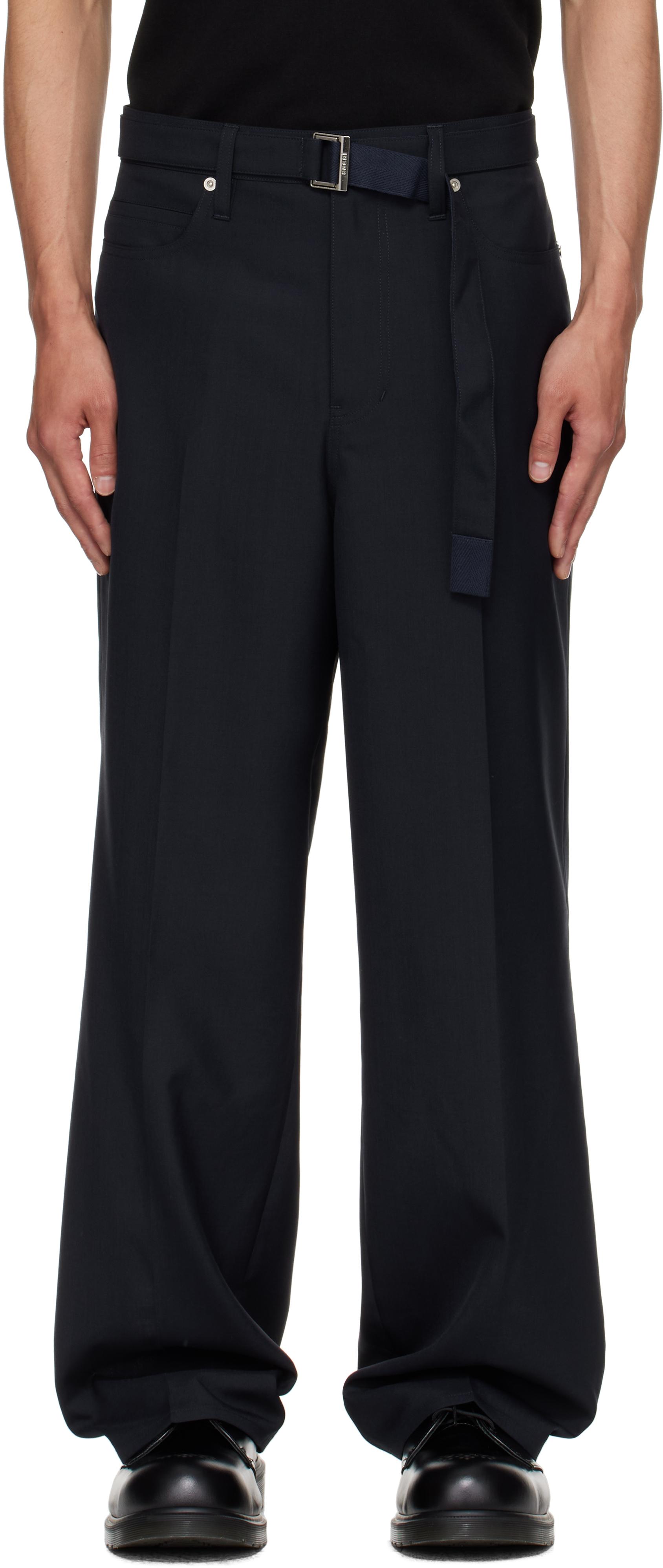 黒4新品 sacai メンズ スラックス スキニー テーパード パンツ ベルト付 sacai - 黒4新品 sacai メンズ スラックス スキニー テーパード