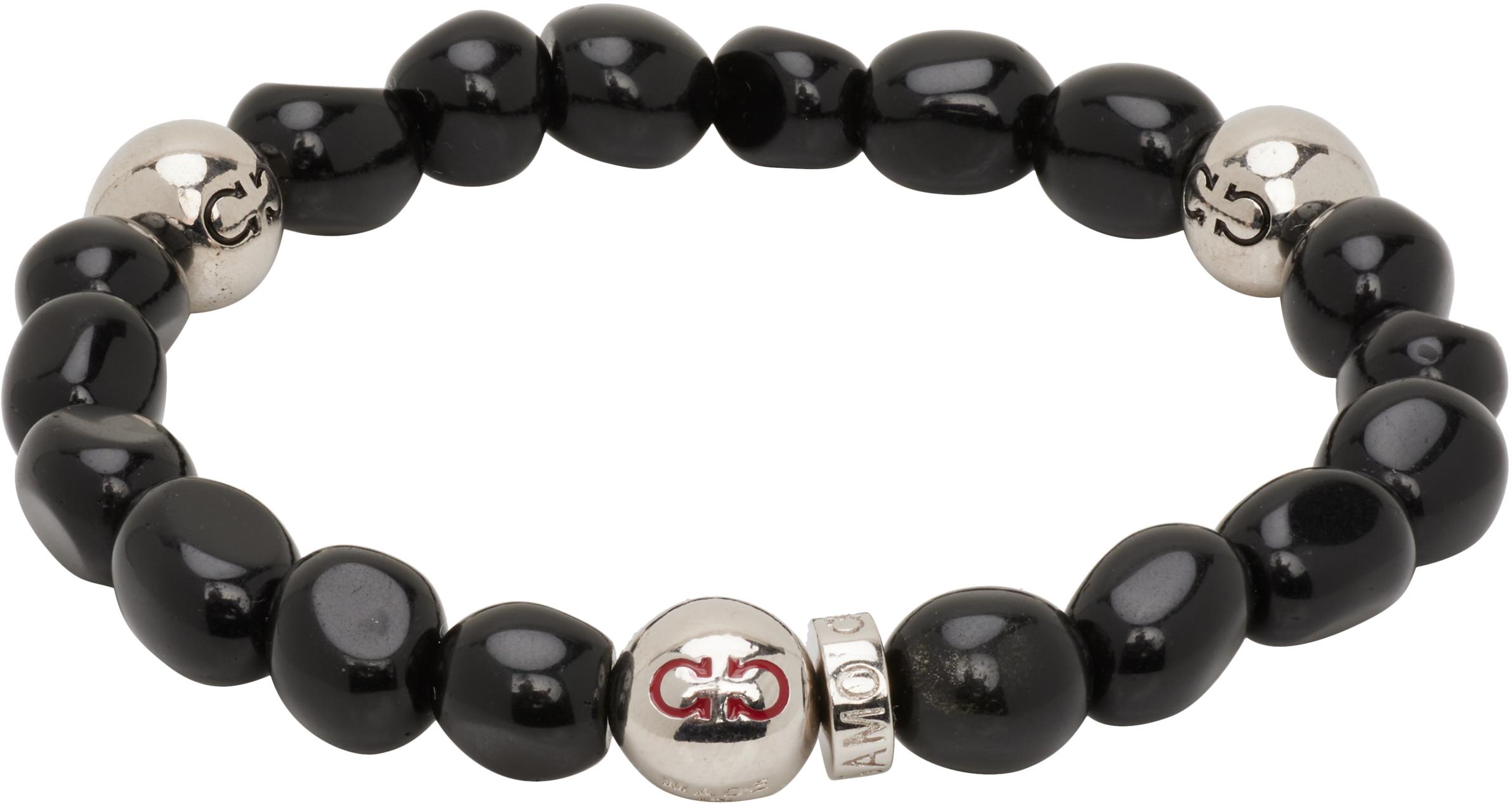 ブレスレット Ferragamo LOGO BEADS BRACELET Ferragamo Stone Beaded Bracelet | Black | FARFETCH