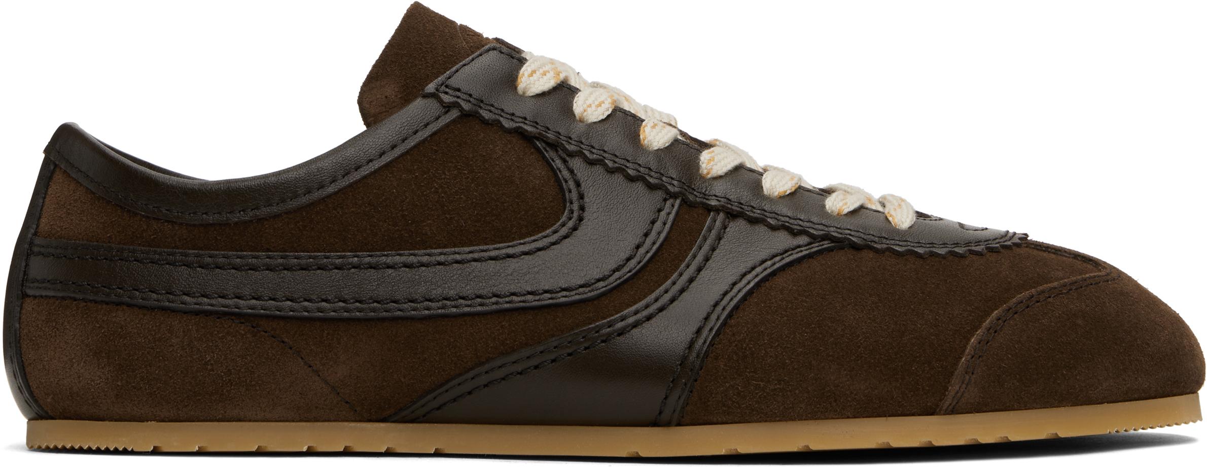 【Dries Van Noten】 スエードローカットスニーカー ブラック Dries Van Noten Leather-trimmed suede sneakers Black