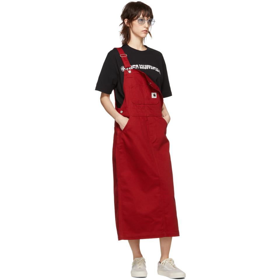 Robe rouge Bib Long Skirt Carhartt WIP en coloris Rouge | Lyst