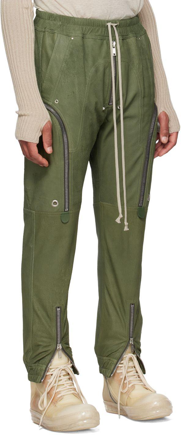 Rick Owens Khaki Bauhaus Leather Cargo Pants in Green for Men | Lyst