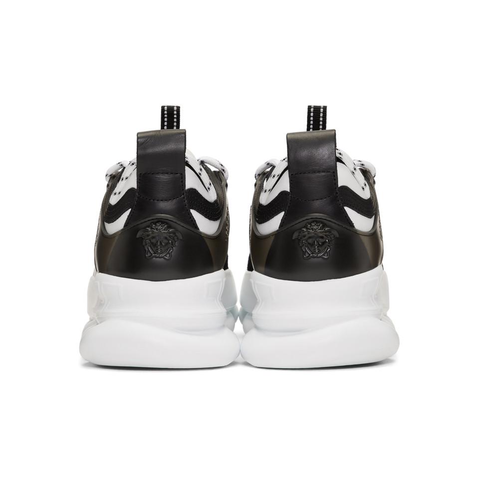 Versace White And Black Mesh Chain Reaction Sneakers | Lyst