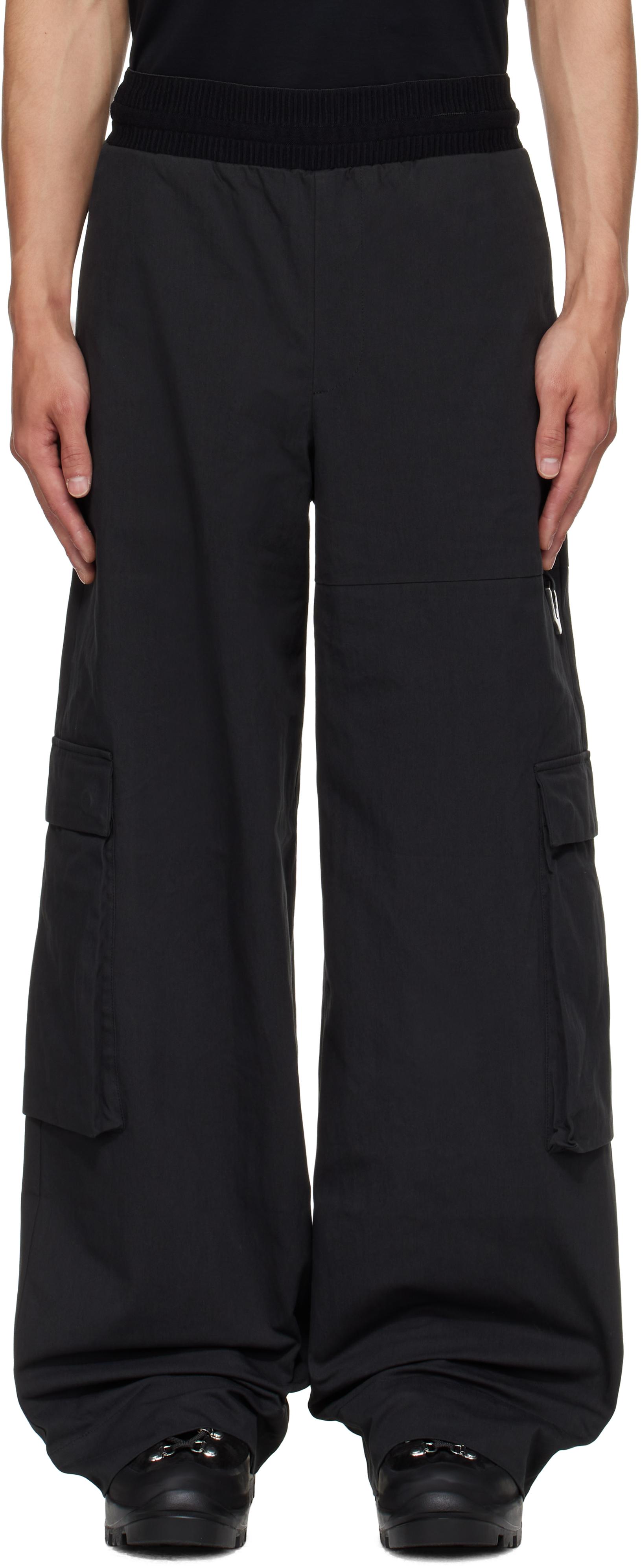 Heliot emil HE 黒色のCalyx カーゴパンツ Calyx Cargo Trousers (W-10-149-BLACK)