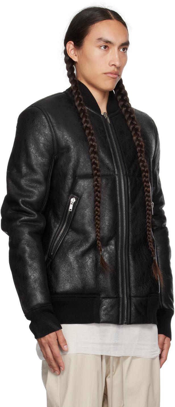 Rick Owens メンズ ブラック Classic Flight レザージャケット Rick Owens メンズ ブラック Classic Flight レザージャケット