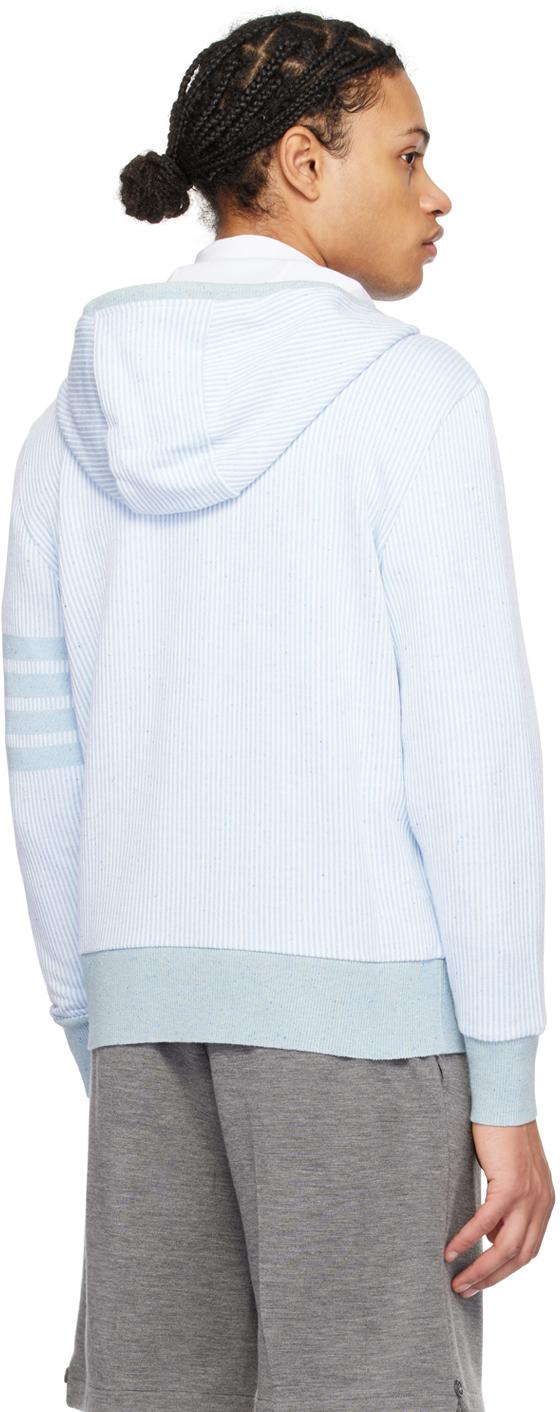 Thom Browne White Blue 4 bar Hoodie for Men Lyst Australia