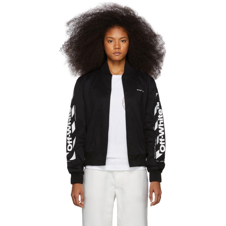 off white bomber jacket black