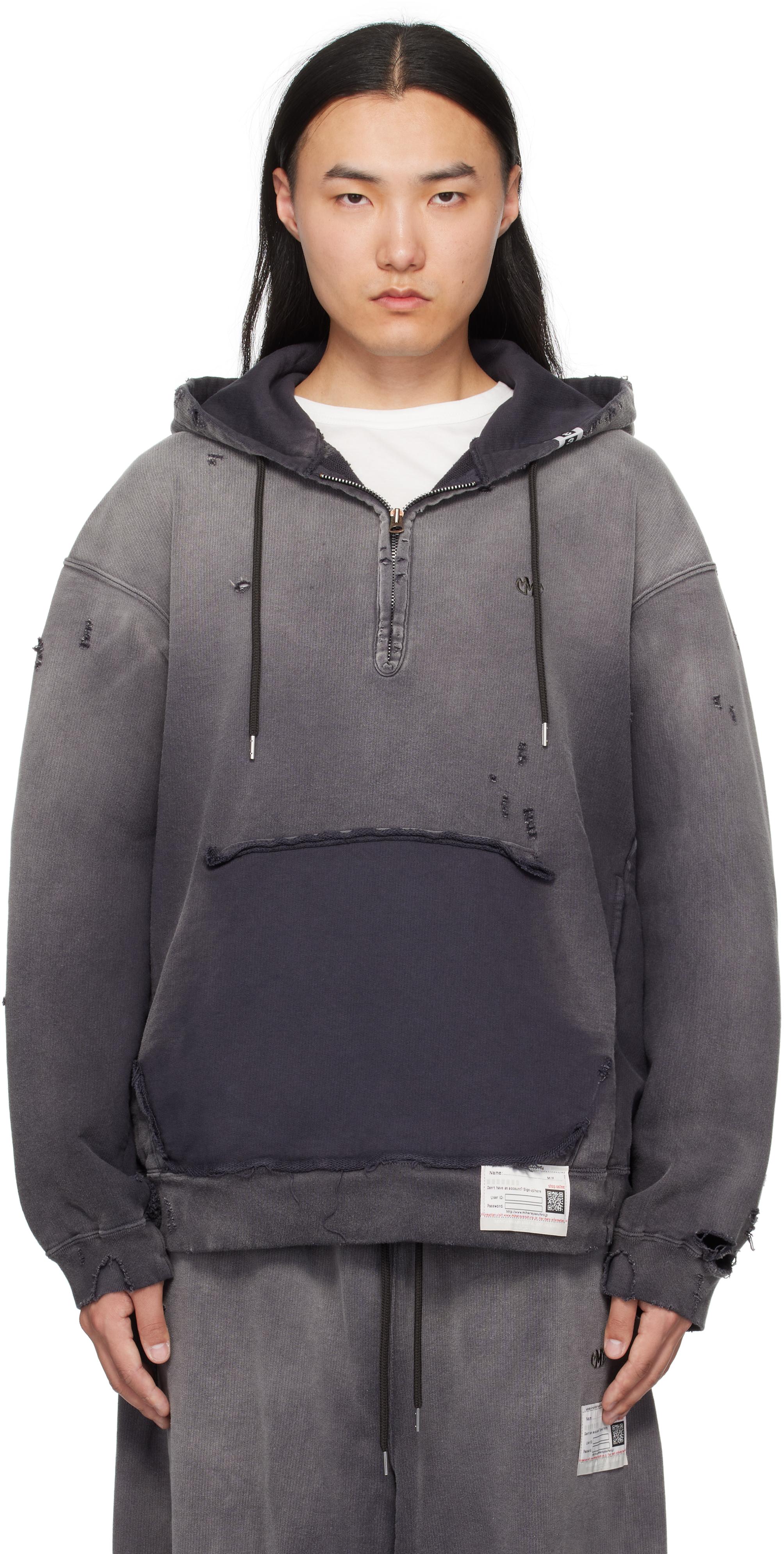 Maison MIHARA YASUHIROのブラック Sun Faded ハーフジップ