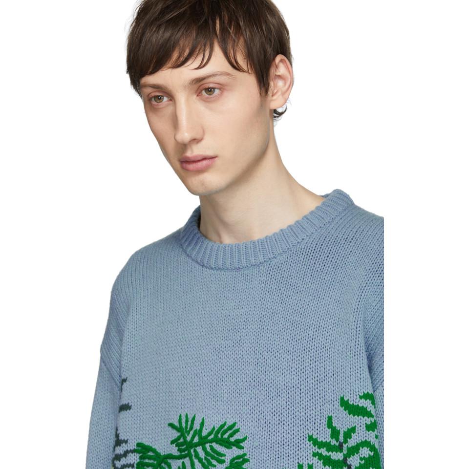 KENZO Wool Blue Hand-embroidered Memento Sweater for Men - Lyst