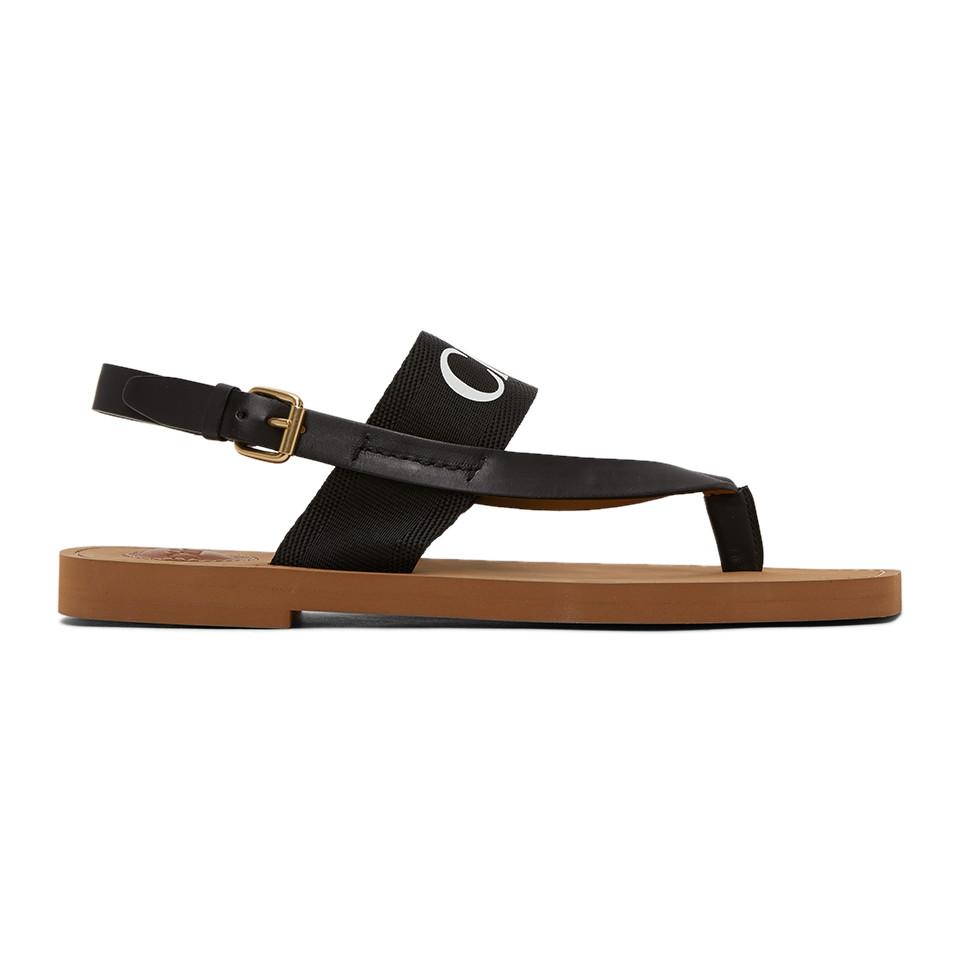 Chloé Leather Woody Flat Sandal in Black - Save 38% - Lyst