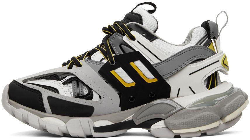 Balenciaga Grey & Yellow Track Sneakers in Black | Lyst