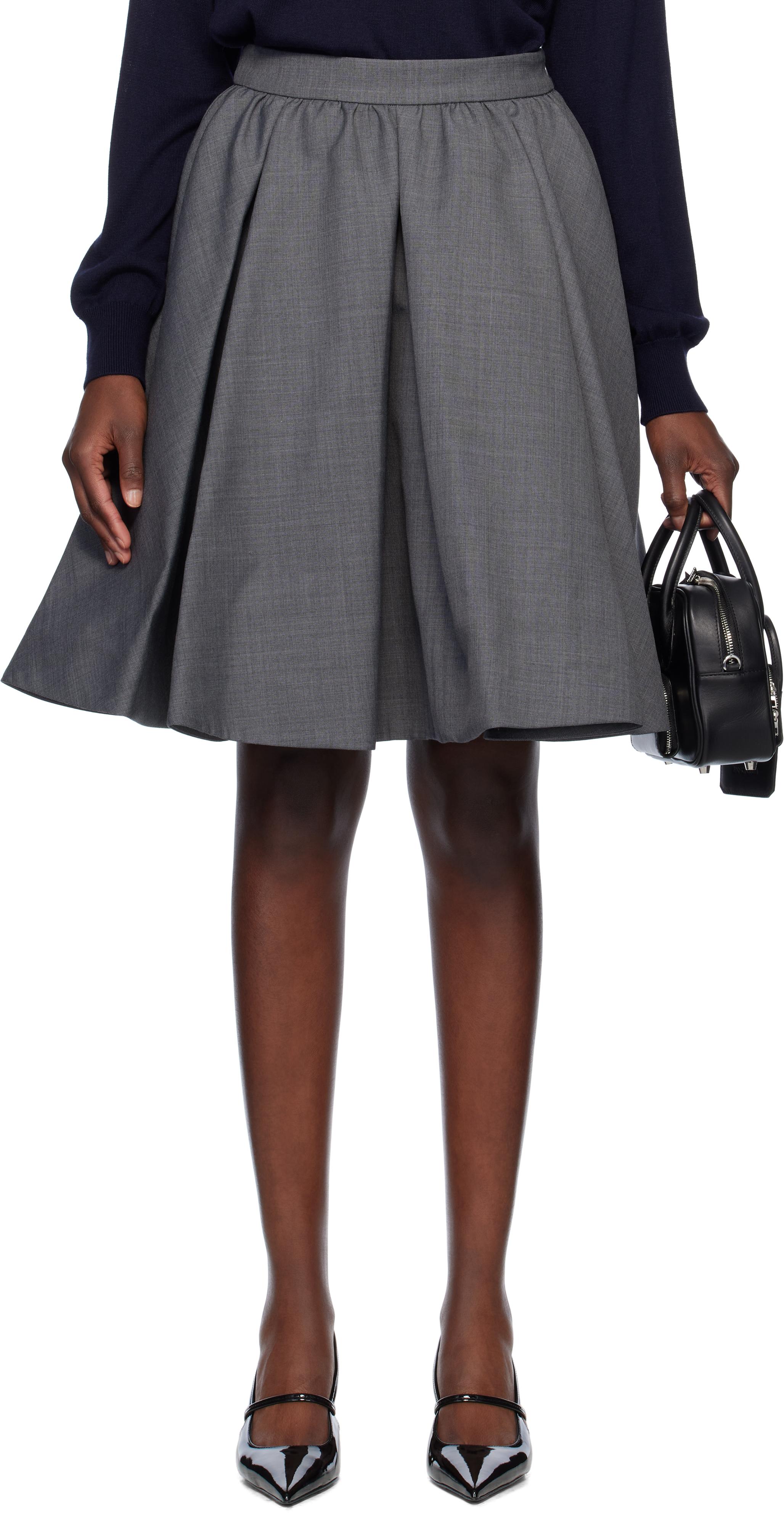 shushutong ダークグレー プリーツスカート ミニ丈 寂れ 