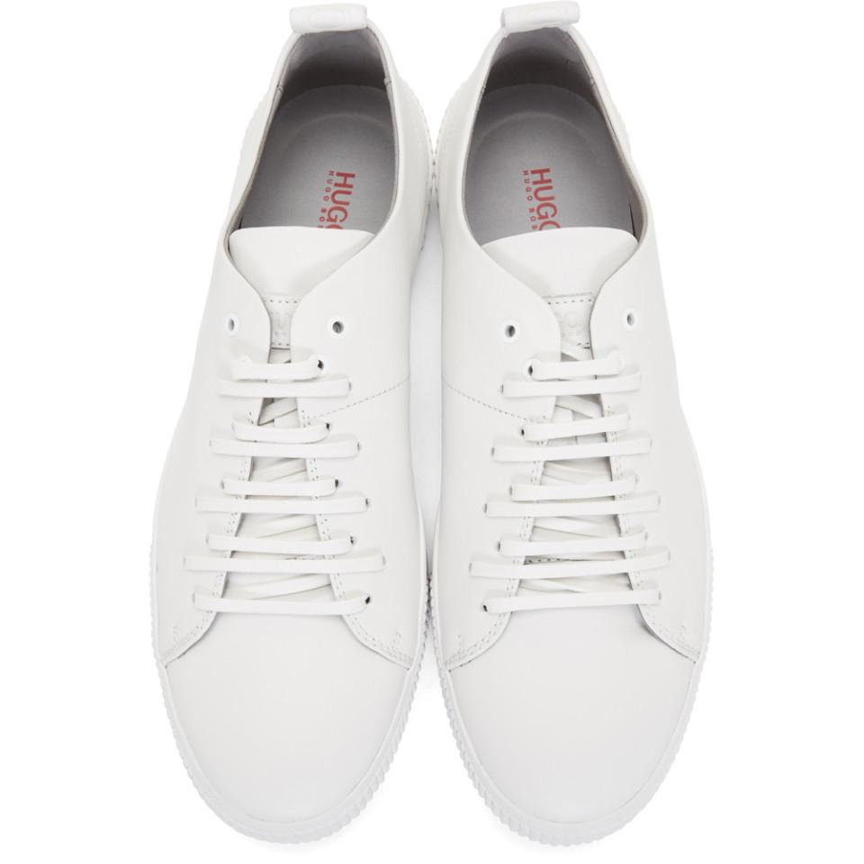 HUGO Leather White Zero Tennis Sneakers for Men - Lyst