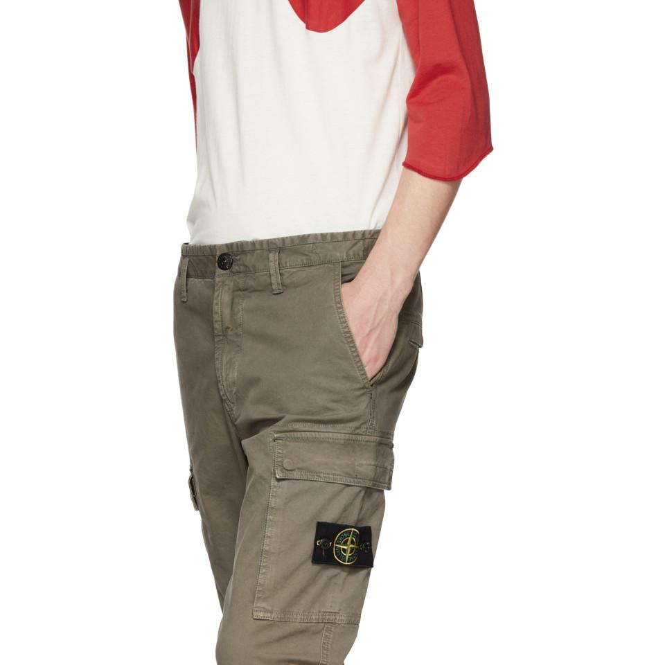 olive green stone island cargo pants