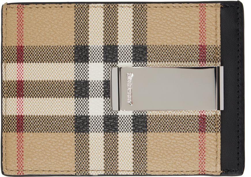Check Money Clip Card Case in Archive Beige - Men | Burberry® Official