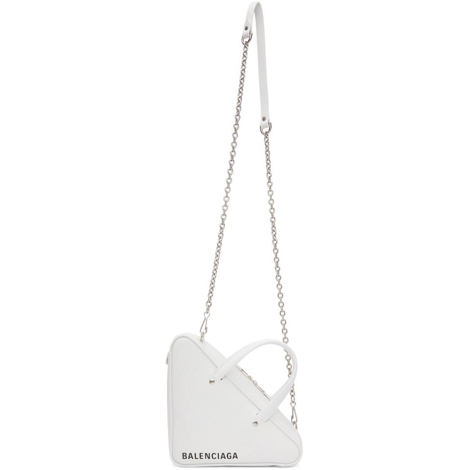 balenciaga white xs triangle chain bag