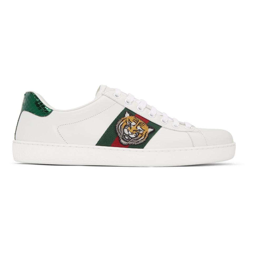 Gucci Leather Tiger Ace Sneakers in 