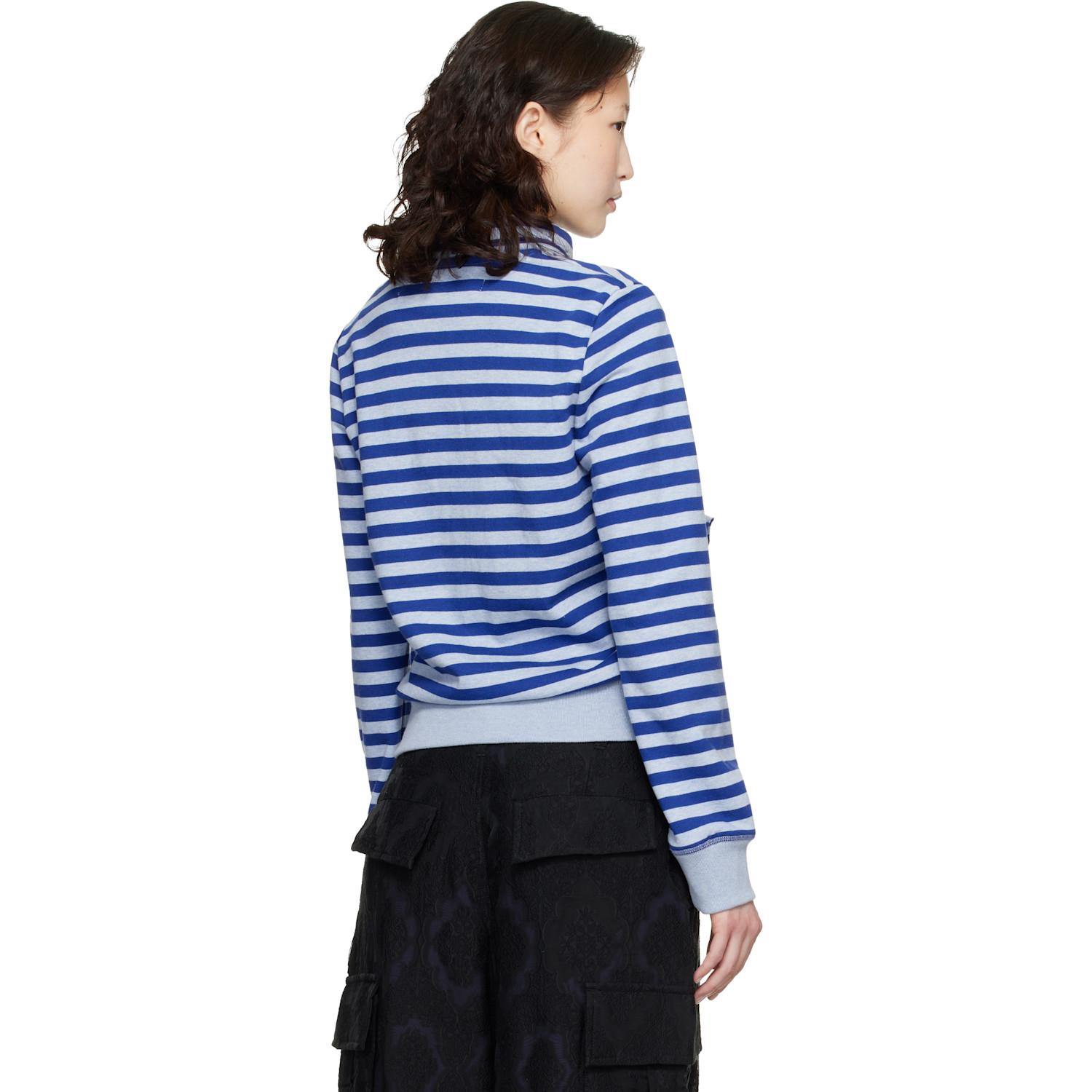 OPEN YY Ssense Exclusive Applique Knit Zipup Sweatshirt in Blue | Lyst