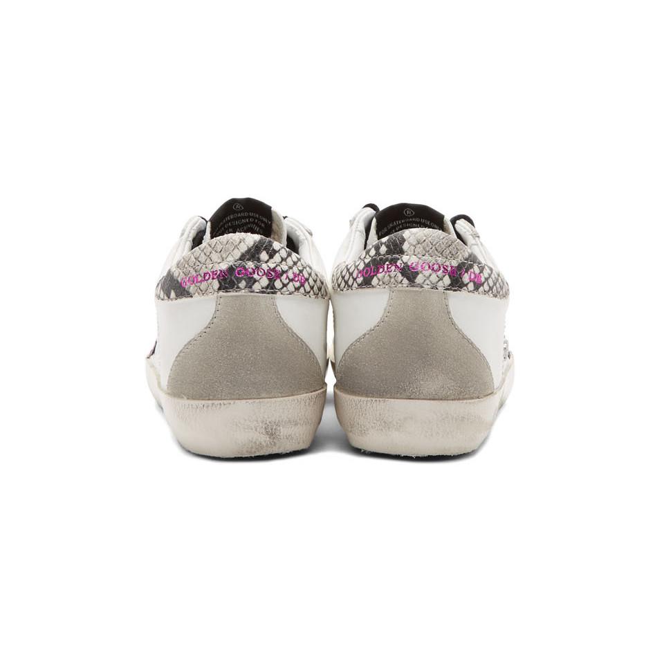 golden goose white glitter star snakeskin superstar sneakers
