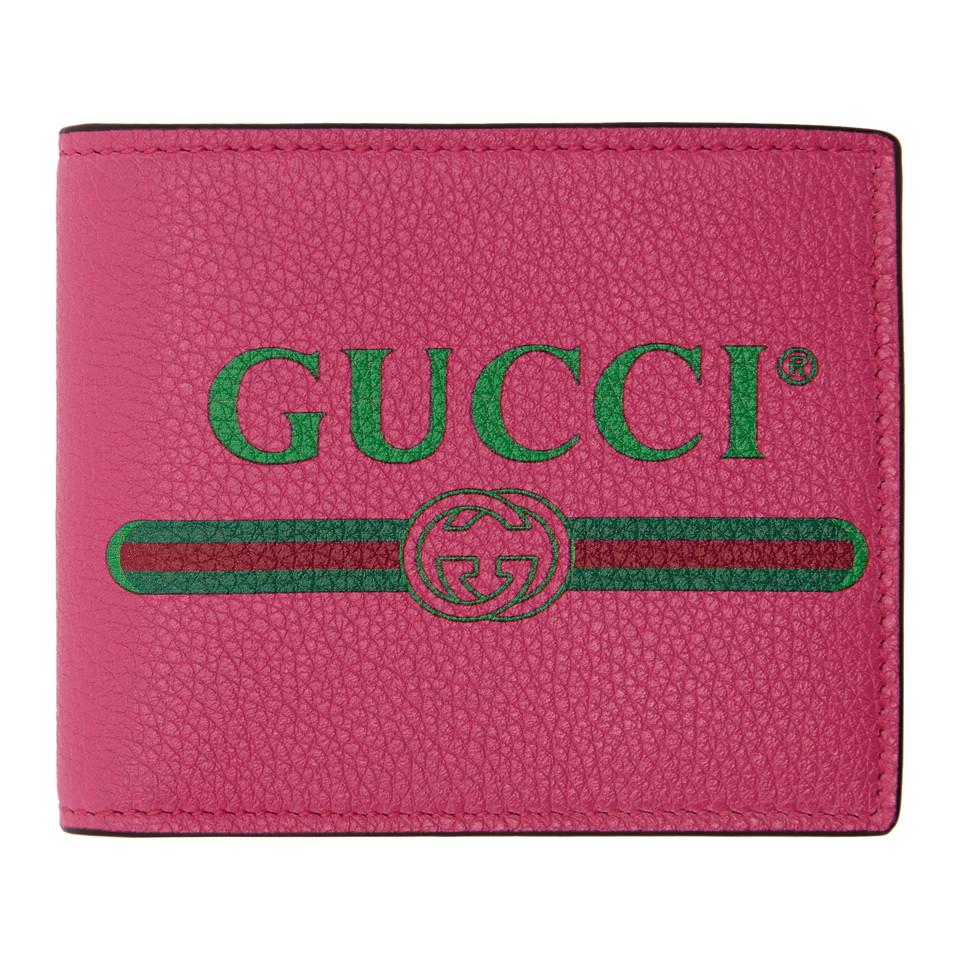 Gucci Pink Logo Bifold Wallet for Men | Lyst