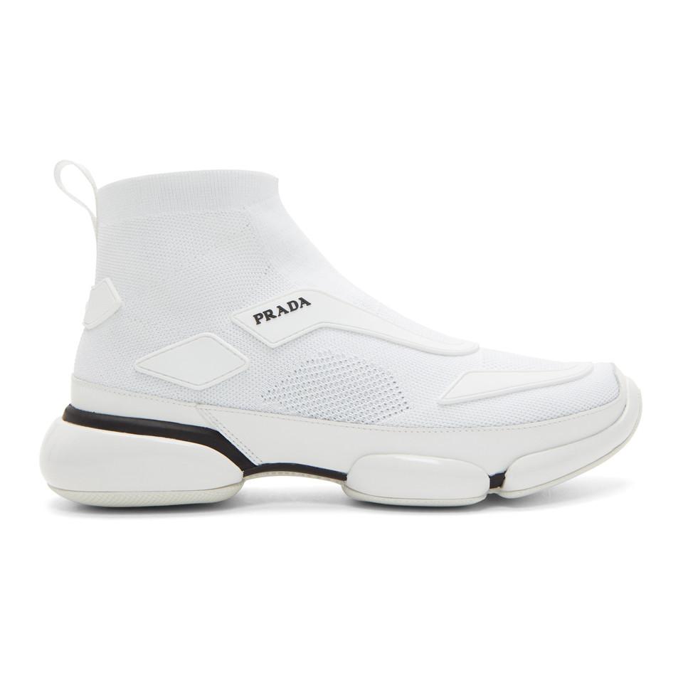 Prada Rubber White Cloudbust High-top Sneakers for Men | Lyst