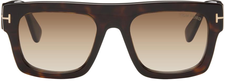 Tom Ford レディース ブラック トータスシェル Fausto サングラス 