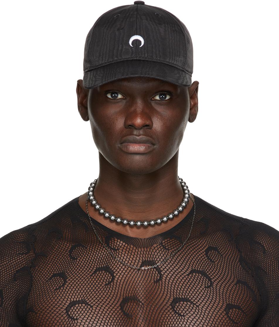 Marine Serre Black Moire Baseball Cap 