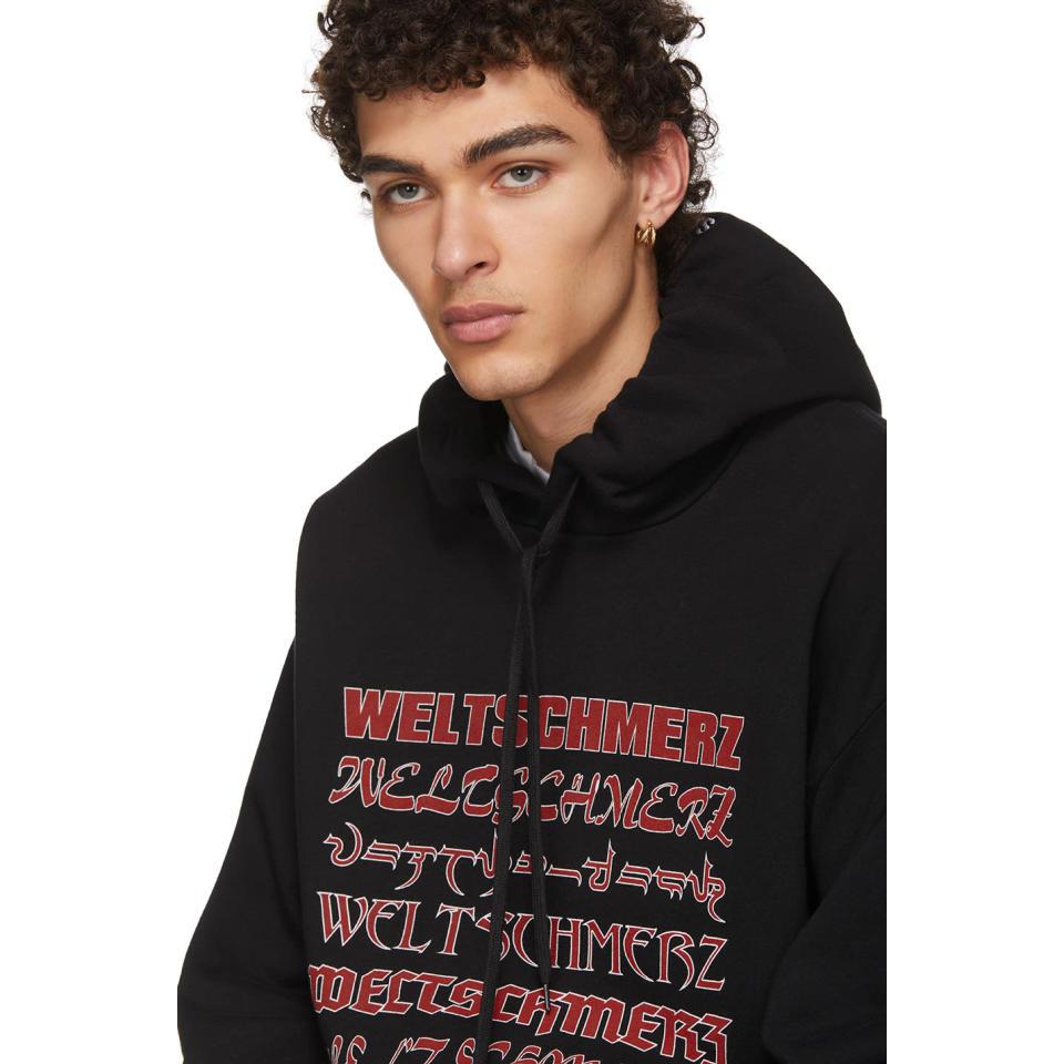 Vetements Cotton Black Weltschmerz Hoodie for Men - Lyst