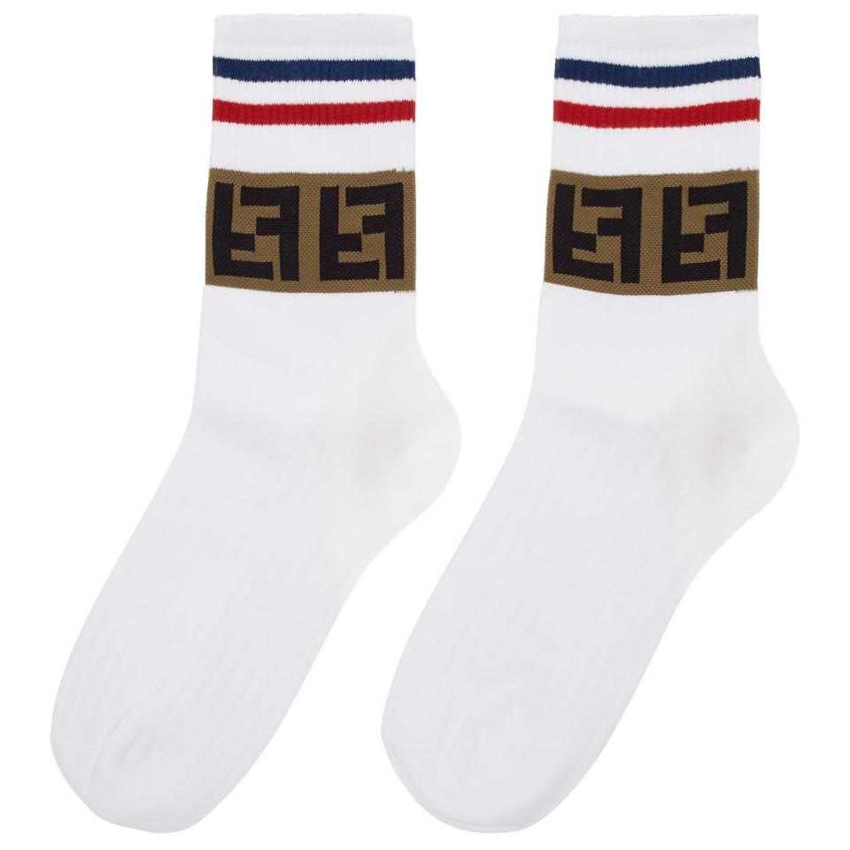 Fendi Cotton White Socks - Lyst