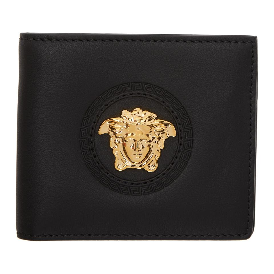 Versace Leather Black Medusa Bifold Wallet for Men | Lyst