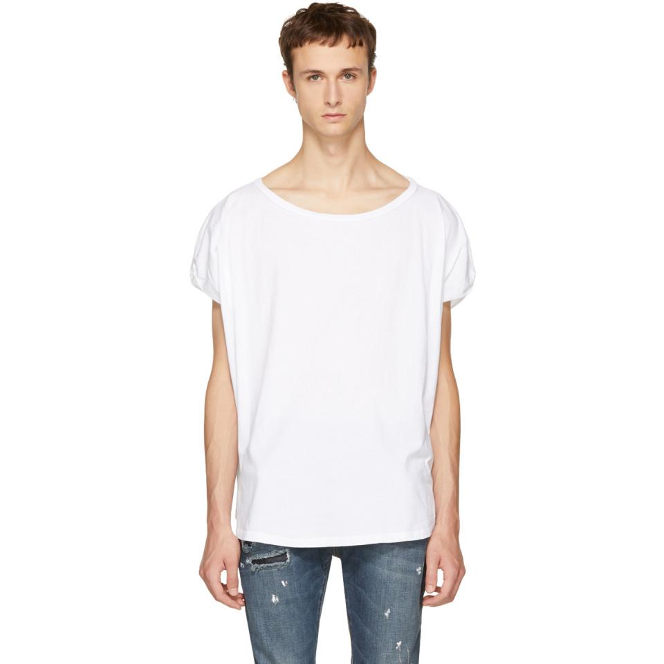 Lyst - Faith Connexion White Wide Neck T-shirt in White for Men