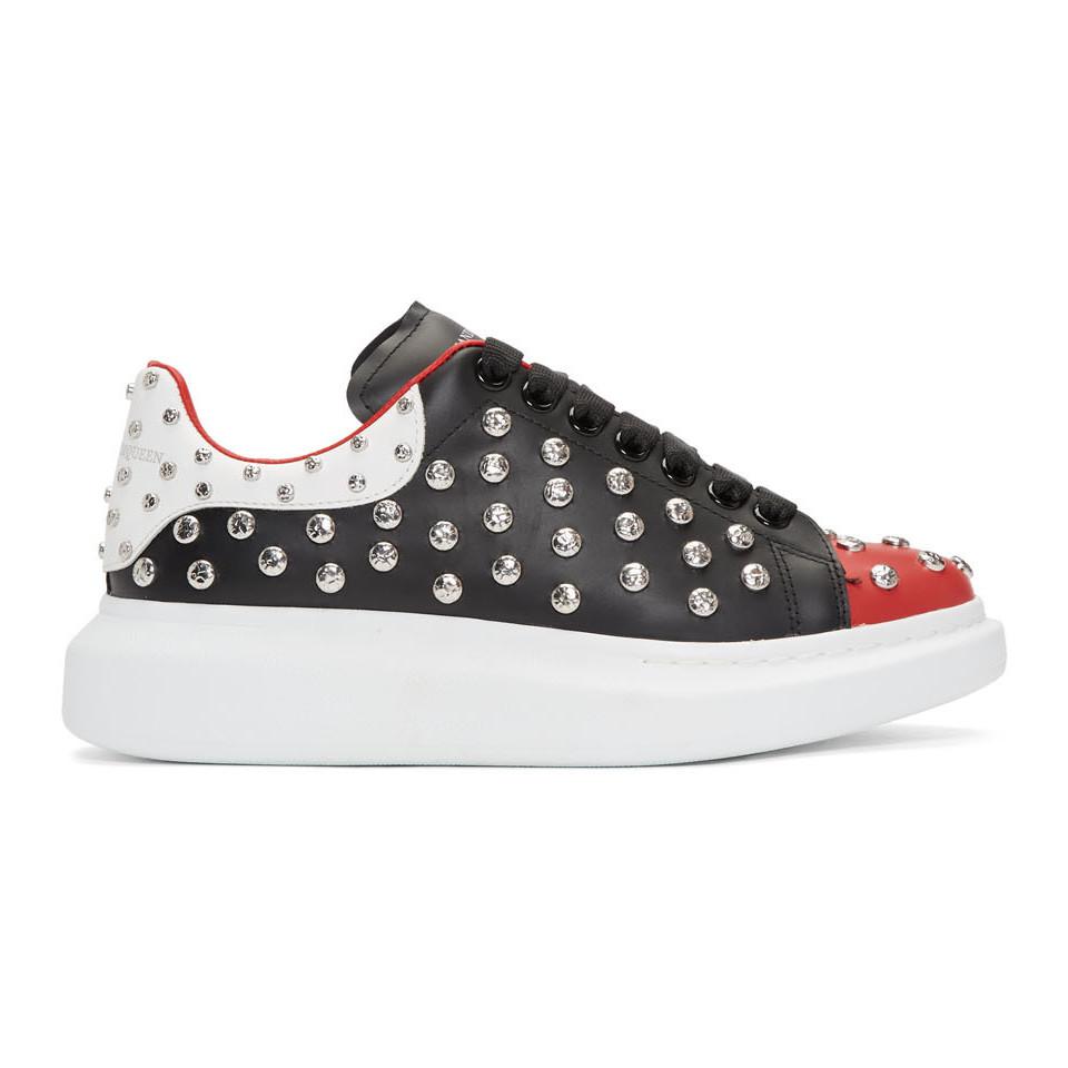 Alexander McQueen Leather Black And Red Studded Oversized Sneakers for ...