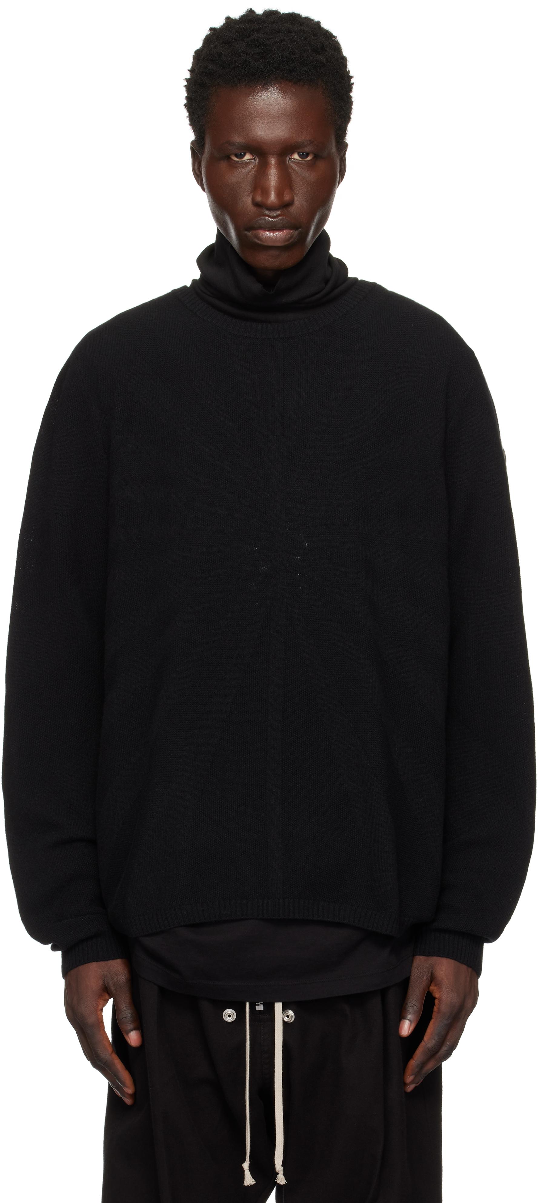 Rick Owens メンズ Moncler + ブラック Jumbo ラウンドネック セーター 