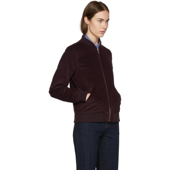 A.P.C. Burgundy Corduroy Norma Bomber 