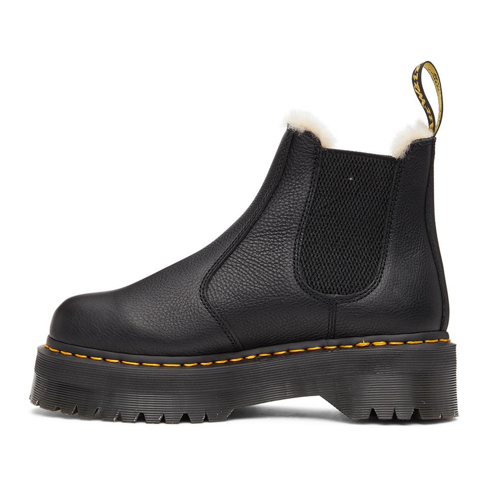 black dr martens fur lined