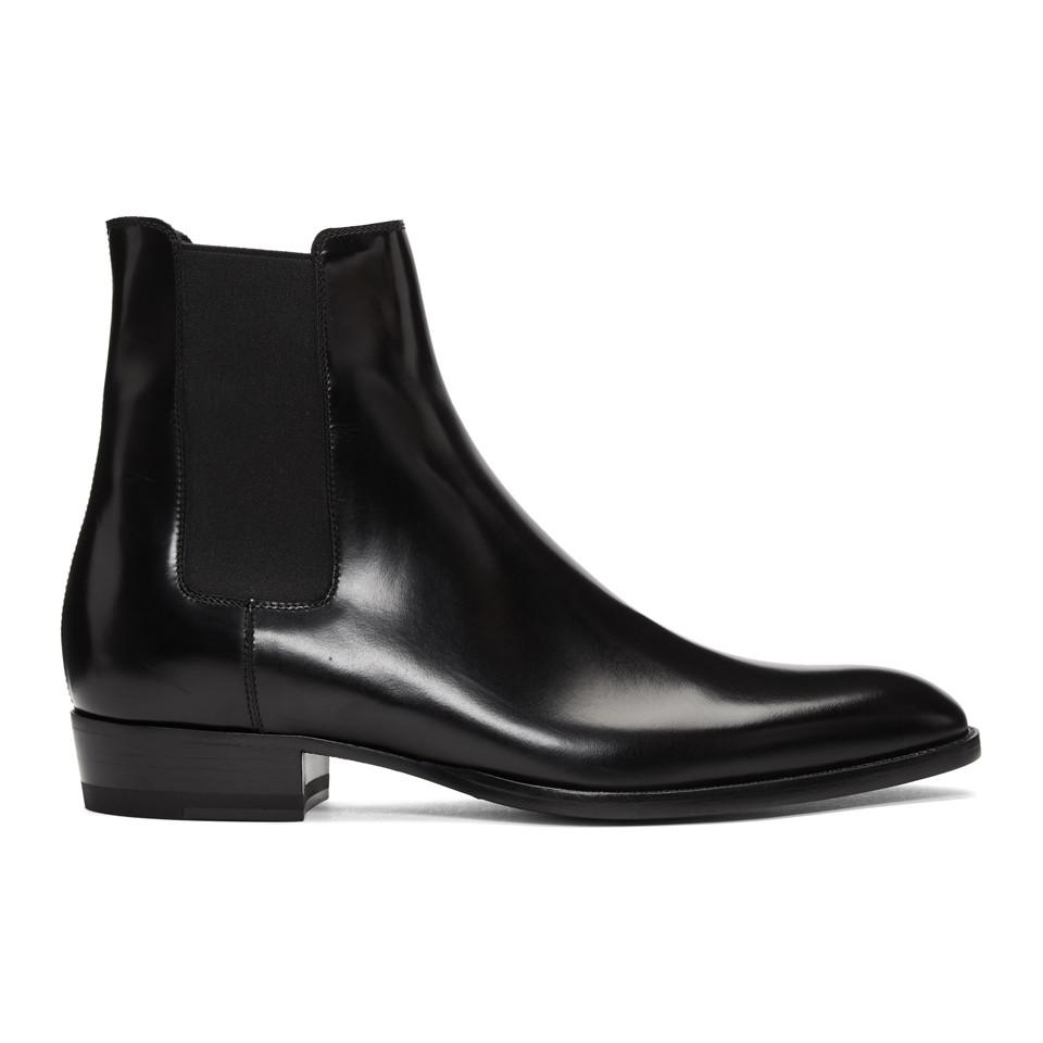 Saint Laurent Leather Black Wyatt Chelsea Boots for Men - Lyst