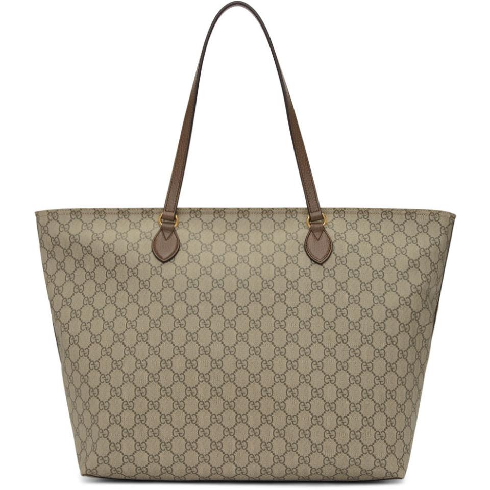 Gucci Ophidia Soft GG Supreme Large Tote in Green for Men