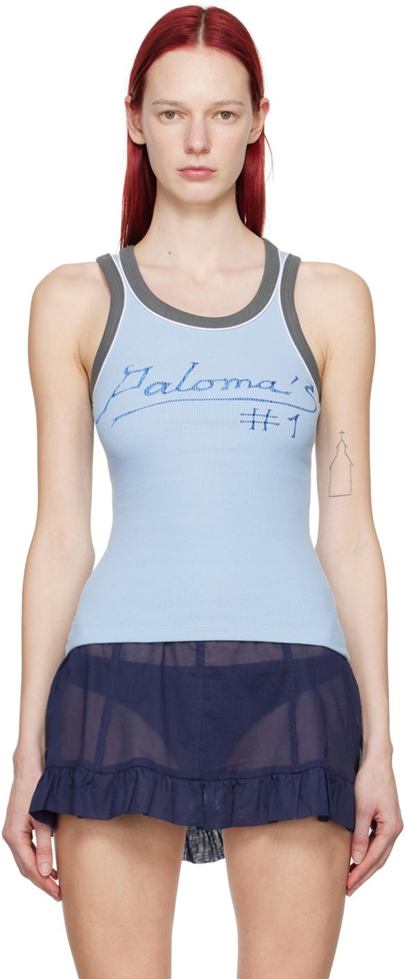 paloma wool 水色 タンクトップ PALOMA WOOL - LIGHT BLUE DULI ASYMMETRICAL SLEEVELESS TOP – LE