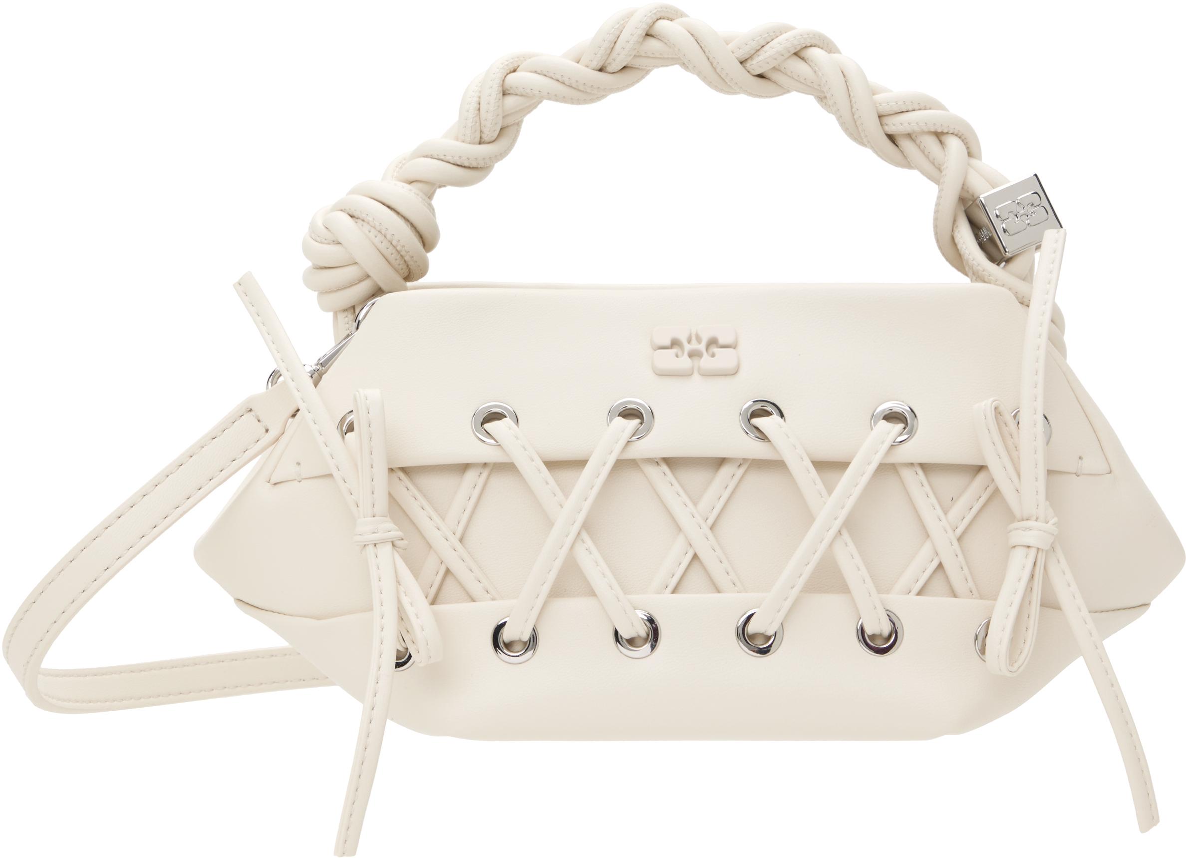 Ganni Off- Mini Lace-Up Bou Bag in White | Lyst