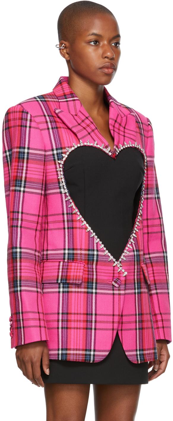 pink checkered blazer