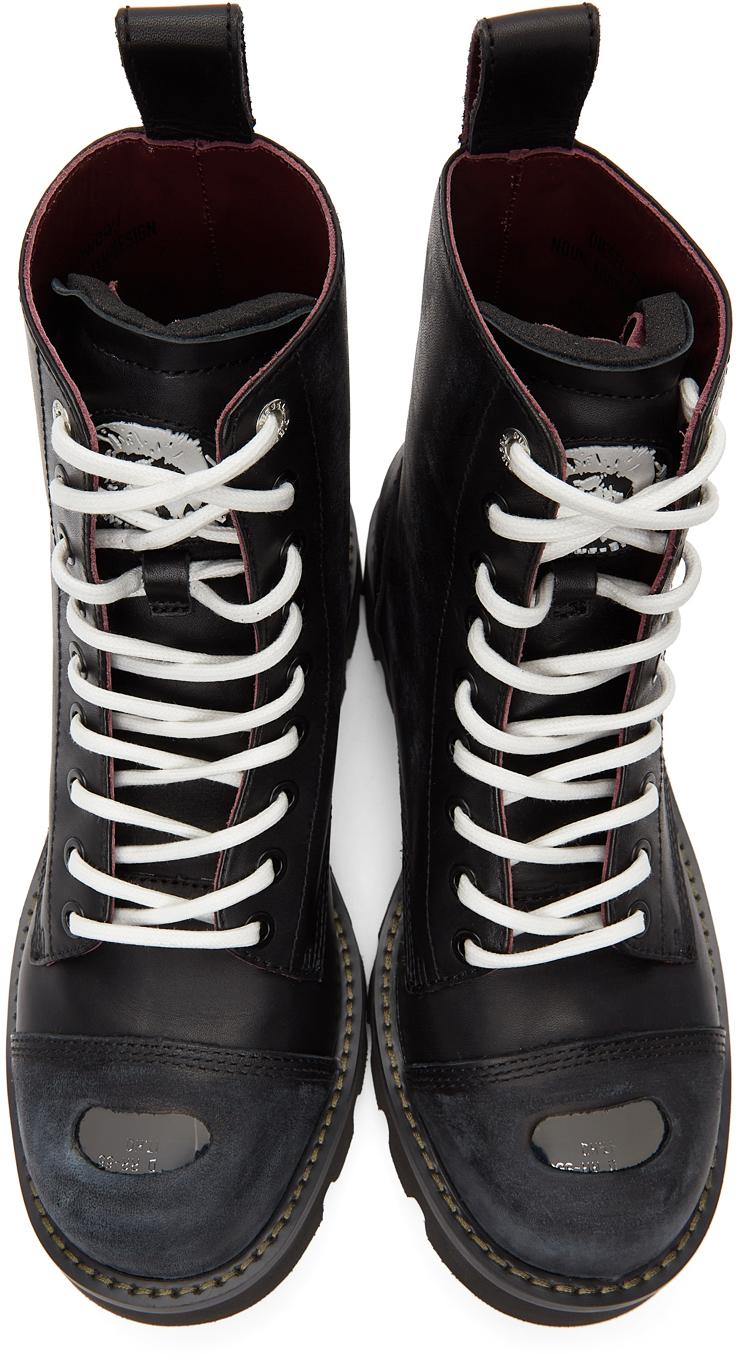 DIESEL Black D-konba Combat Boots for Men | Lyst