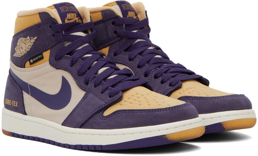 purple yellow and blue jordans