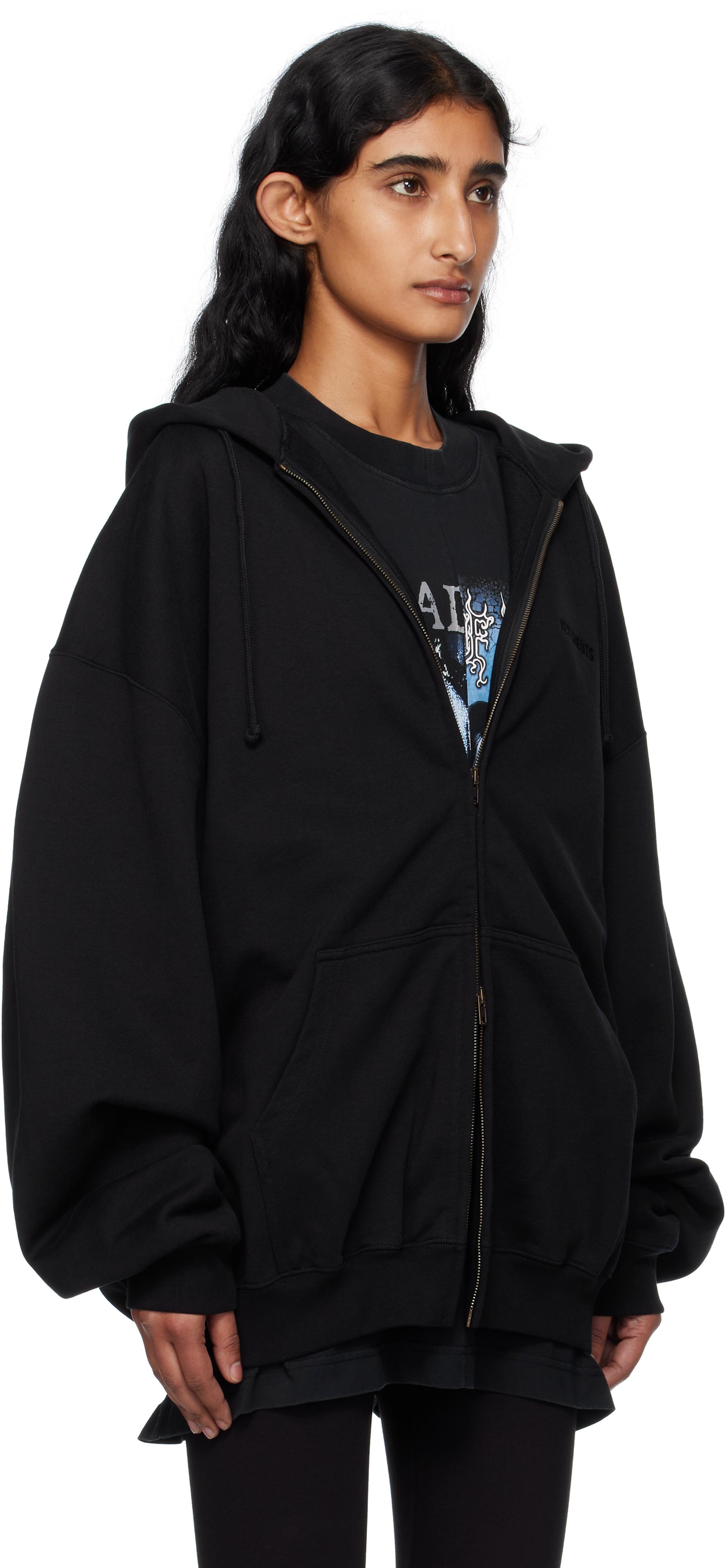 Vetements Logo Oversized Zip-Up Hoodie in Black | Lyst