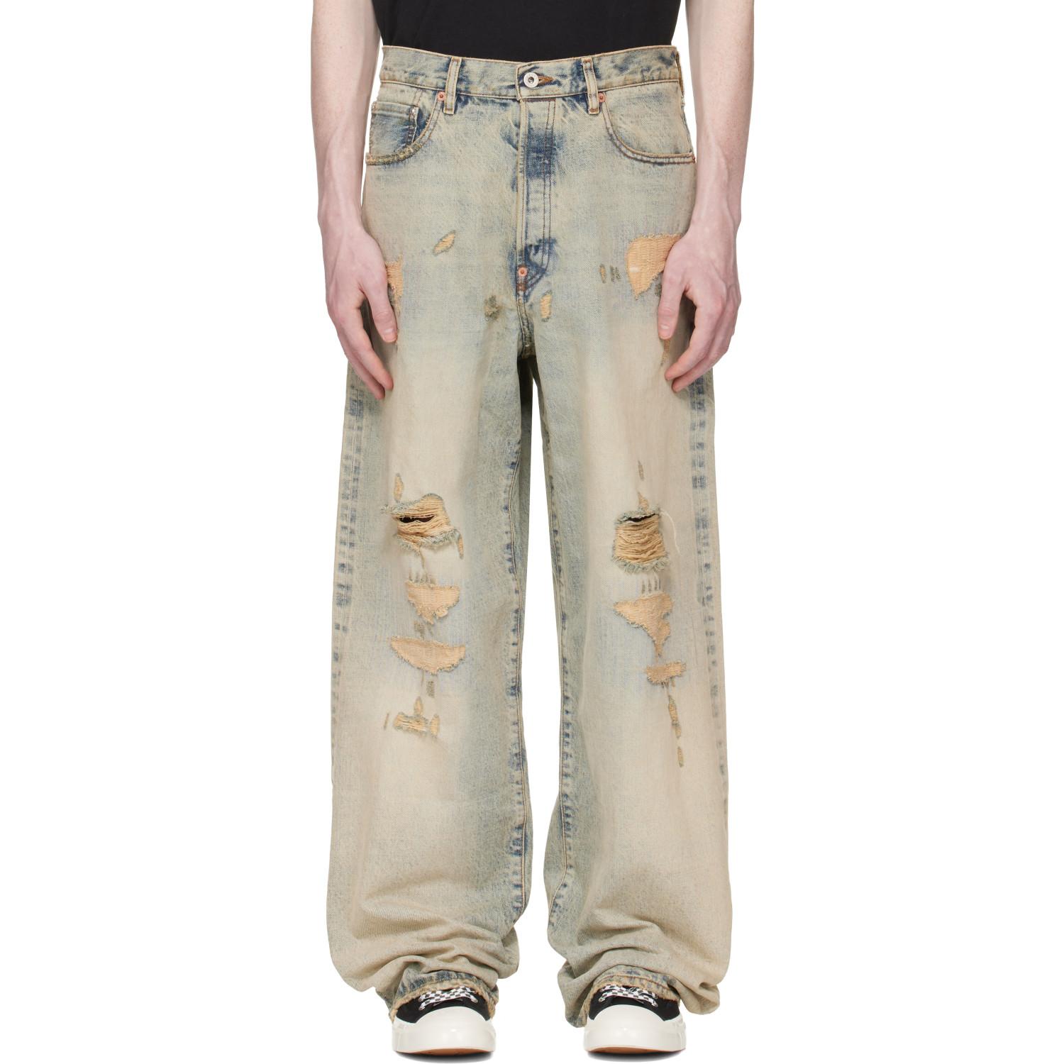 KENZO Paris Turn Up Wide Fit Jeans in Natural for Men | Lyst