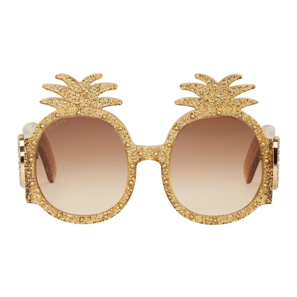 Gucci Yellow Pineapple Glitter Sunglasses | Lyst