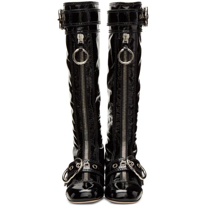Miu Miu Black Patent Knee-high Boots | Lyst