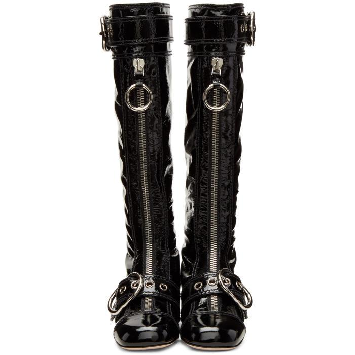 Miu Miu Black Patent Knee high Boots Lyst