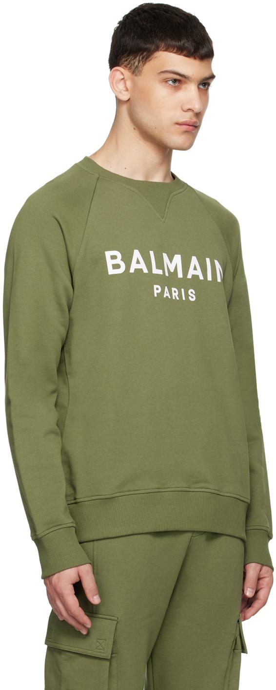 BALMAIN カーキトレーナー　スウェット BALMAIN(バルマン) スウェット・トレーナー(メンズ) - 海外通販