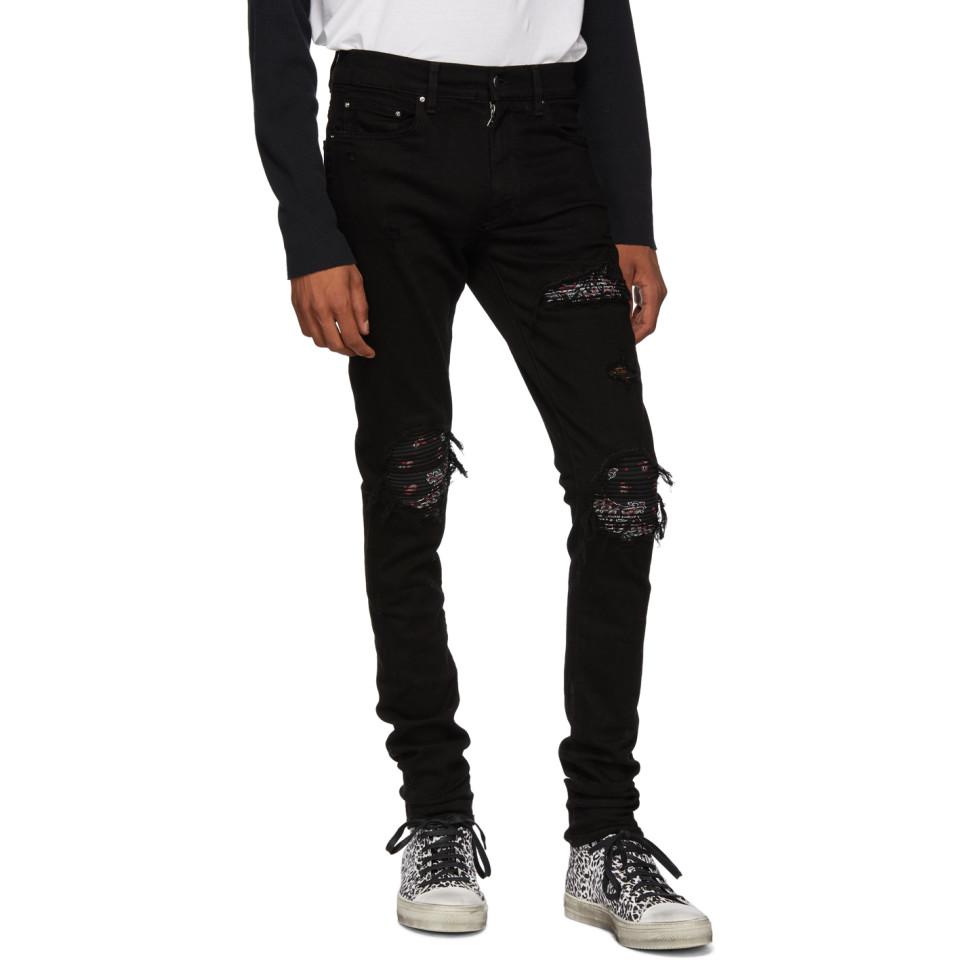 Amiri Denim Black And Red Bandana Jeans for Men - Lyst