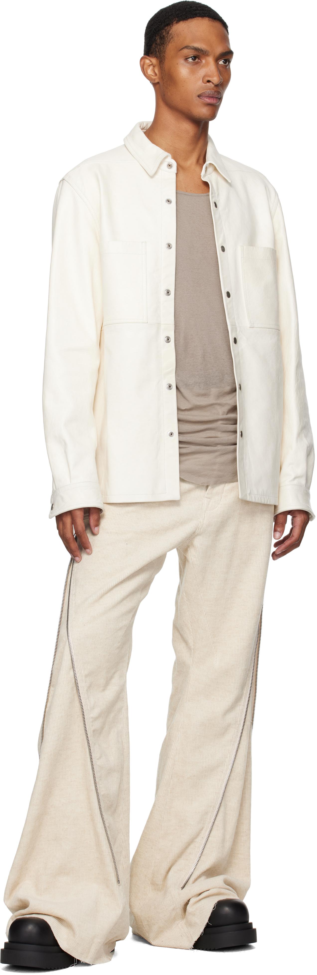 メンズ Rick Owens オフホワイト Concordians Outershirt レザー