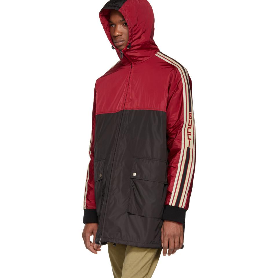 nylon coat with gucci stripe